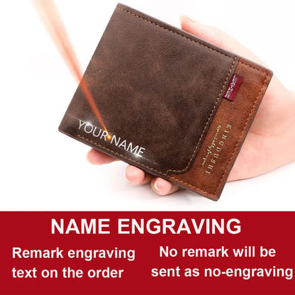 Personalized Men’s Short Wallet – High-Quality Classic Card Holder with Zipper Coin Pocket & Money Clip