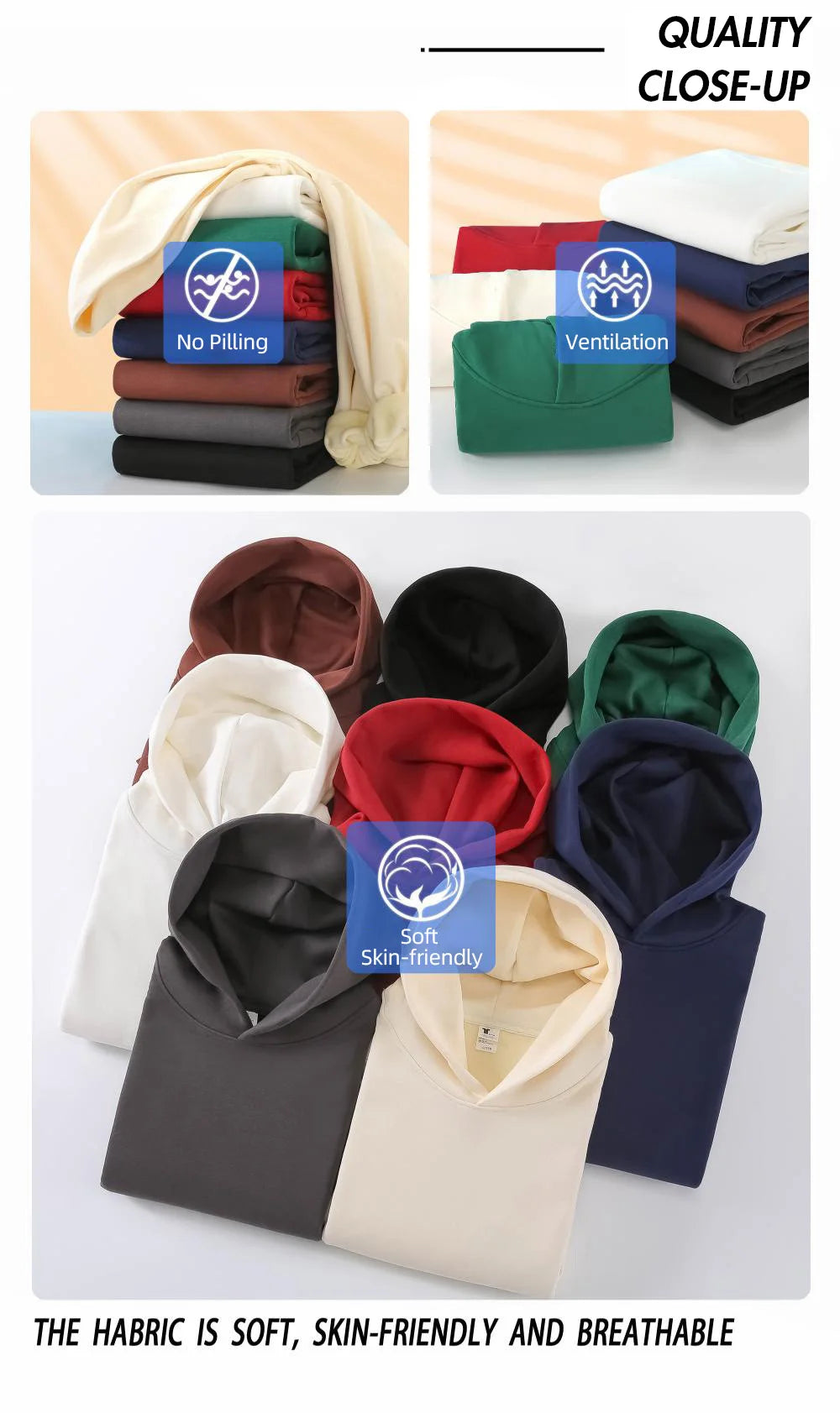 480gsm Heavyweight Cotton Fleece Hoodie – Unisex Plus Velvet Thick Pullover Sweatshirt with Hood