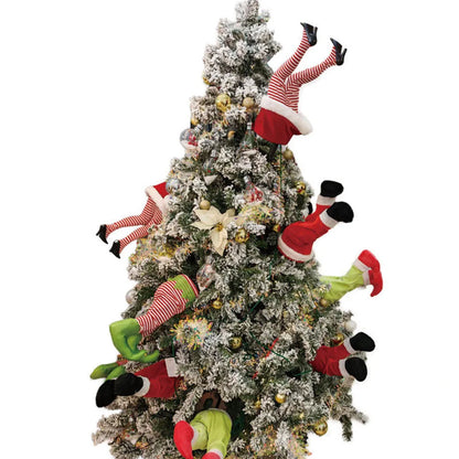 Fun Christmas Tree Leg Decoration | Plush Topper & Sticky Holiday Tree Ornament
