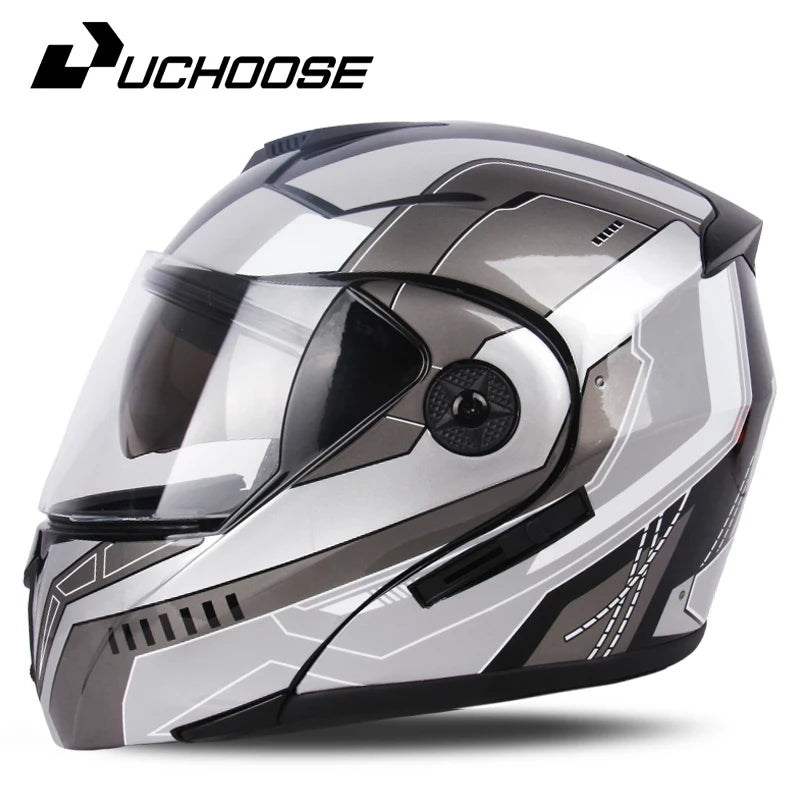 2024 Unisex Modular Motorcycle Helmet – Full Face Flip-Up Dual Lens Racing Helmet for Men & Women