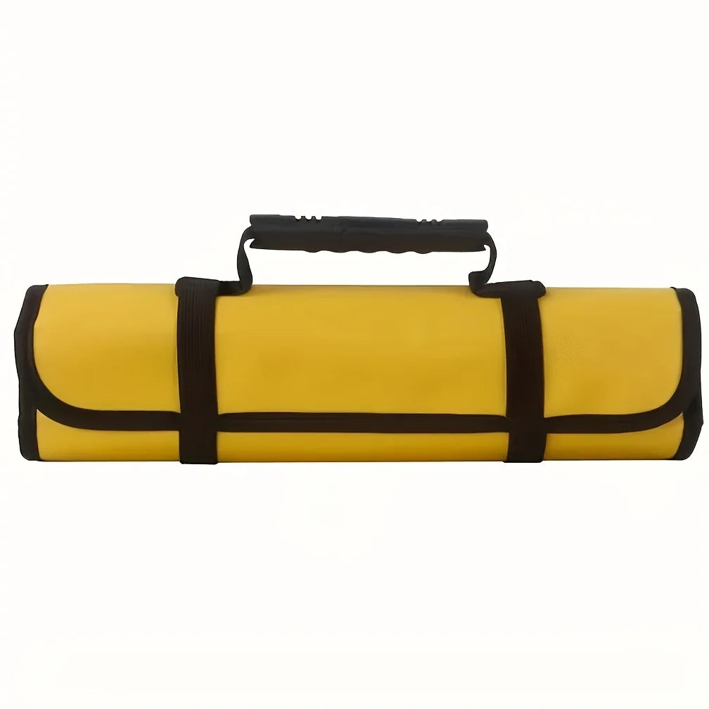 22-Pocket Oxford Canvas Folding Wrench Roll – Waterproof Tool Storage Organizer with Hand Roller