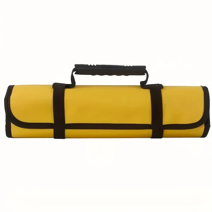 22-Pocket Oxford Canvas Folding Wrench Roll – Waterproof Tool Storage Organizer with Hand Roller