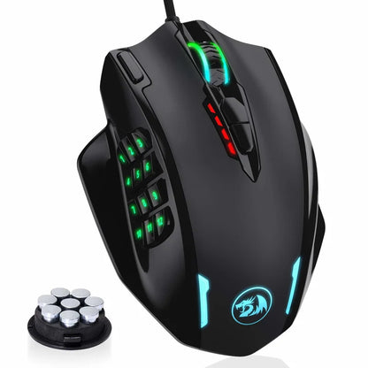 Redragon M908 RGB Backlit USB Wired Gaming Mouse – 18 Programmable Buttons, 12400 DPI