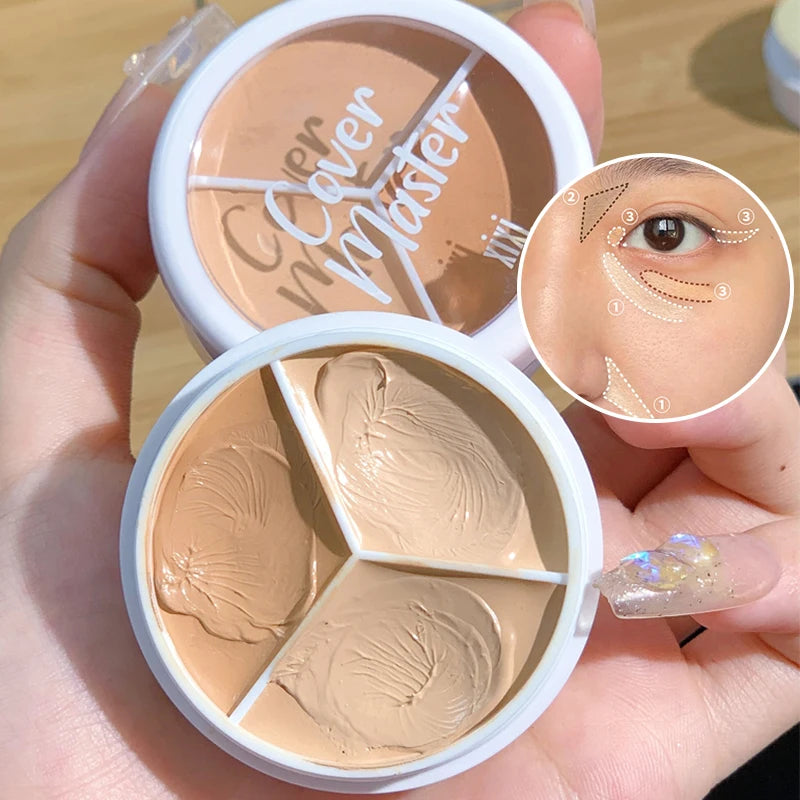 XIXI 3-Color Concealer Palette - Acne Spot, Dark Circle & Skin Tone Correction Makeup