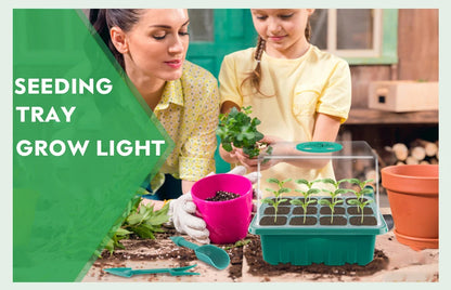 Plants Seed Starter Trays with Grow Light — 12-Hole Nursery Pots for Home, Greenhouse & Indoor Growing