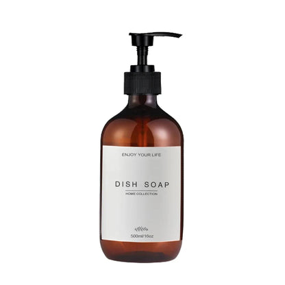 Kitchen Sink Soap Dispenser Bottle with Waterproof Labels – Refillable Dish Pump for Countertop