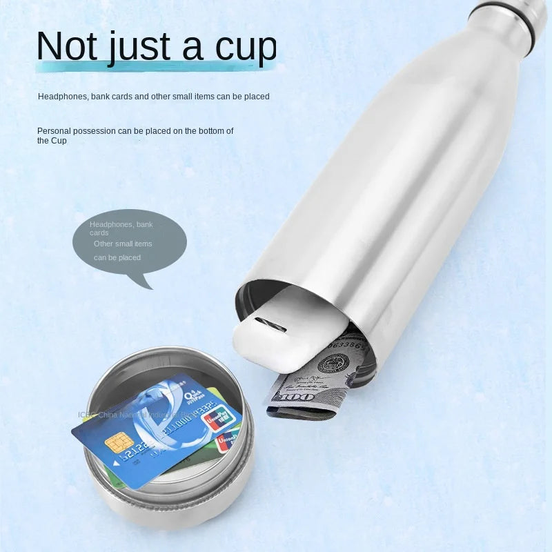 750ml Diversion Water Bottle - Portable Secret Stash Pill Organizer Can Safe, Hiding Spot for Money, Bonus Key Ring Box