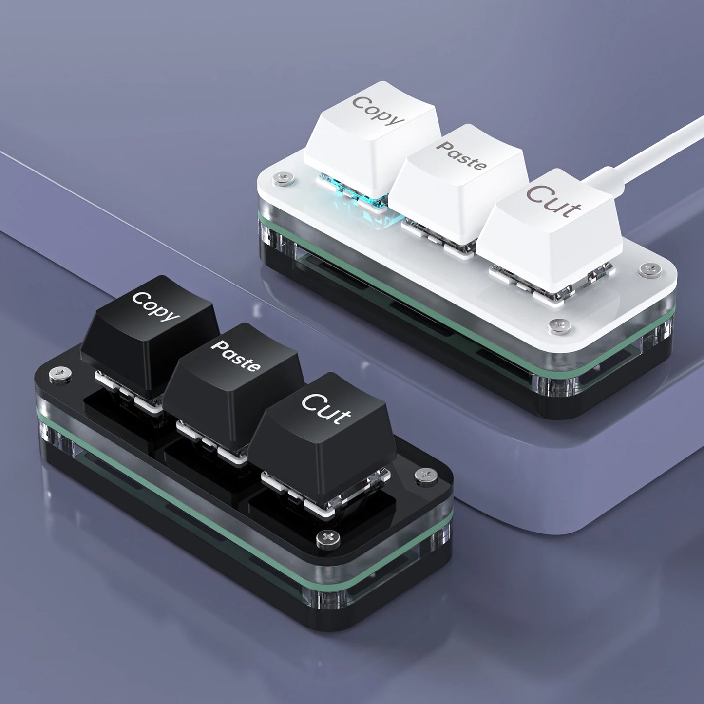 RGB 3-Key Mini Macro Keyboard — Hotswap Keypad for Photoshop, Gaming & Programming
