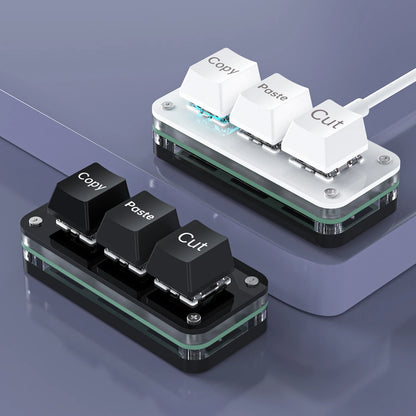 RGB 3-Key Mini Macro Keyboard — Hotswap Keypad for Photoshop, Gaming & Programming