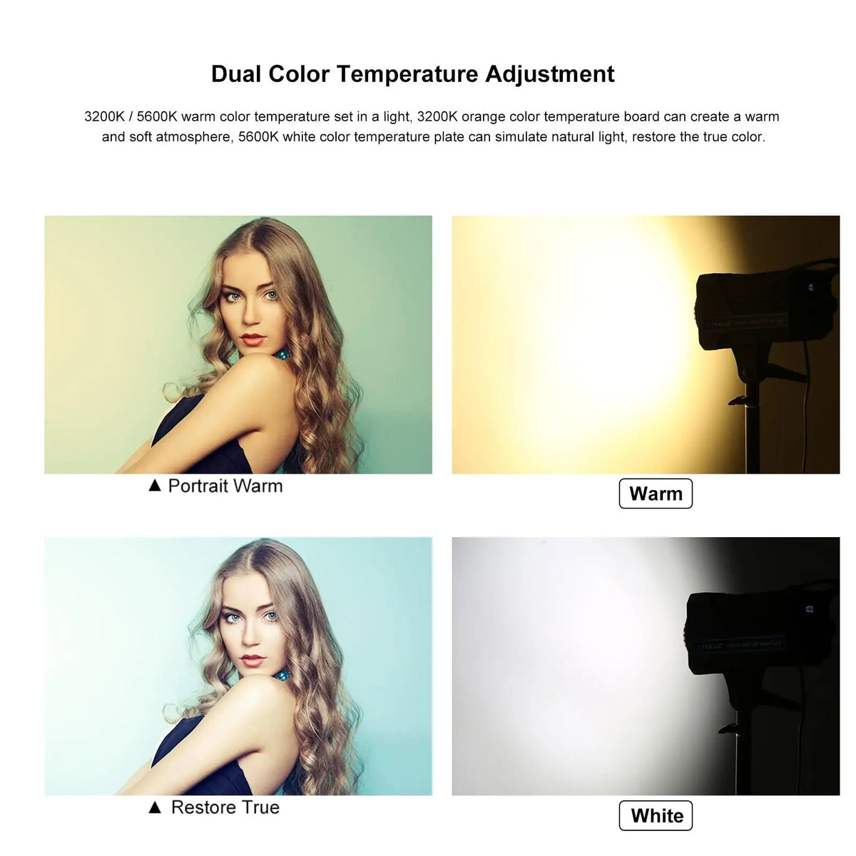 PULUZ 120W Studio Video Light - 220V Dual Color Temperature LED Light with Built-In Cooling & Remote Control