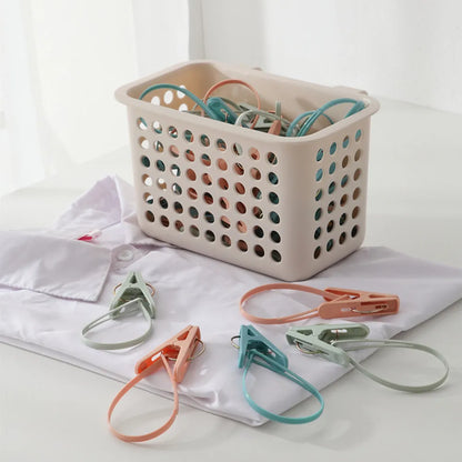 Travel Clothesline Hook Clips - 12-Piece Strong Windproof Hangers for Clothes & Socks
