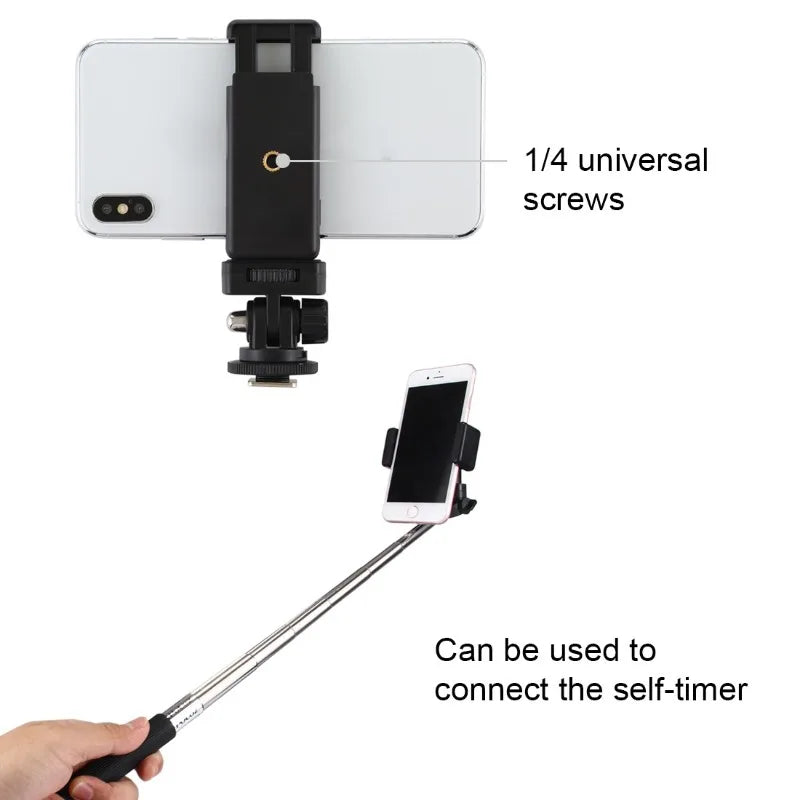 Flexible Tripod Adapter with Phone Holder: Hot Shoe Mount for Camera, iPhone, Samsung, Canon, Nikon, Sony DSLRs - Monitor and Cold Shoe Attachment