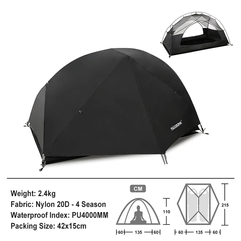 PACOONE Ultralight 20D Nylon Camping Tent – Portable Waterproof Backpacking, Cycling, Hiking, Travel & Beach Tent