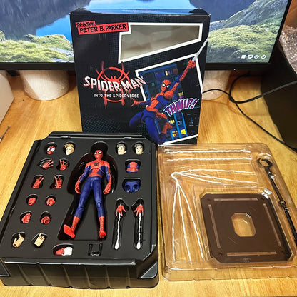 Sentinel Peter Parker Action Figure – Spider-Verse Noir PVC Collectible, Movable Miles Parker Figurine