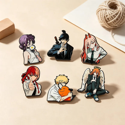 Chainsaw Man Anime Metal Brooches 4/6/10-Piece Set - Denji, Makima, Power and Reze Lapel Pins for Backpacks, Jackets and Gifts
