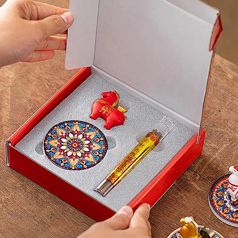 2026 Year of the Horse Incense Burner - Creative Resin & Ceramic Zodiac Incense Stick Holder & Ornament