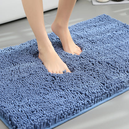 Chenille Long-Haired Bath Mat – Absorbent Bathroom Floor Mat for Tub, Living Room, and Entrance Foot Pad