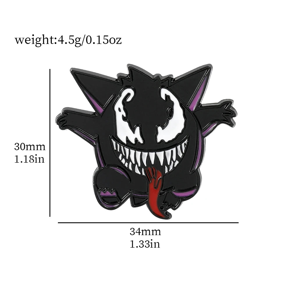 Gengar Cartoon Enamel Brooch — Anime Lapel Pin for Backpack Accessories, Fan Collection & Jewelry Gift