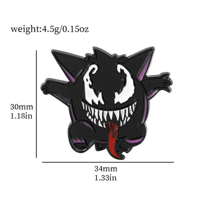 Gengar Cartoon Enamel Brooch — Anime Lapel Pin for Backpack Accessories, Fan Collection & Jewelry Gift