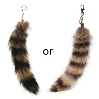 Raccoon Tail Keychain — Creative Coat Tail Key Ring Chain, Unique Gift for Men