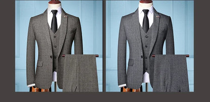Traje de Hombre Elegante – 3-Piece Slim Fit Suit (Blazer + Vest + Pants) | Men’s Business & Wedding Suit 6XL