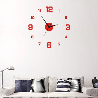 3D Luminous Wall Clock - Frameless Acrylic DIY Digital Clock Wall Stickers - Mute Clock for Living Room, Bedroom, Office Wall Decor