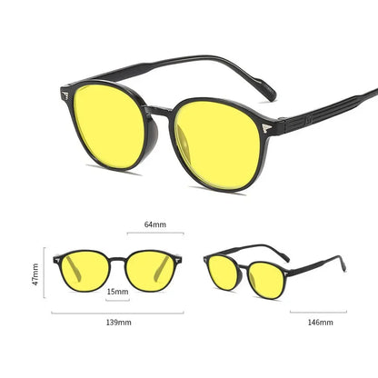 Round Frame Yellow Lens Night Vision Glasses — Ultralight Blue Light Blocking Eyewear for Men & Women, Eye Protection for Driving