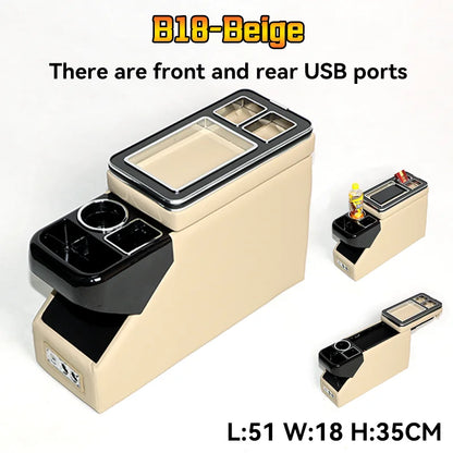 Universal Toyota Proace Verso Armrest Box – Car Console Storage with Wireless Charging for MPV