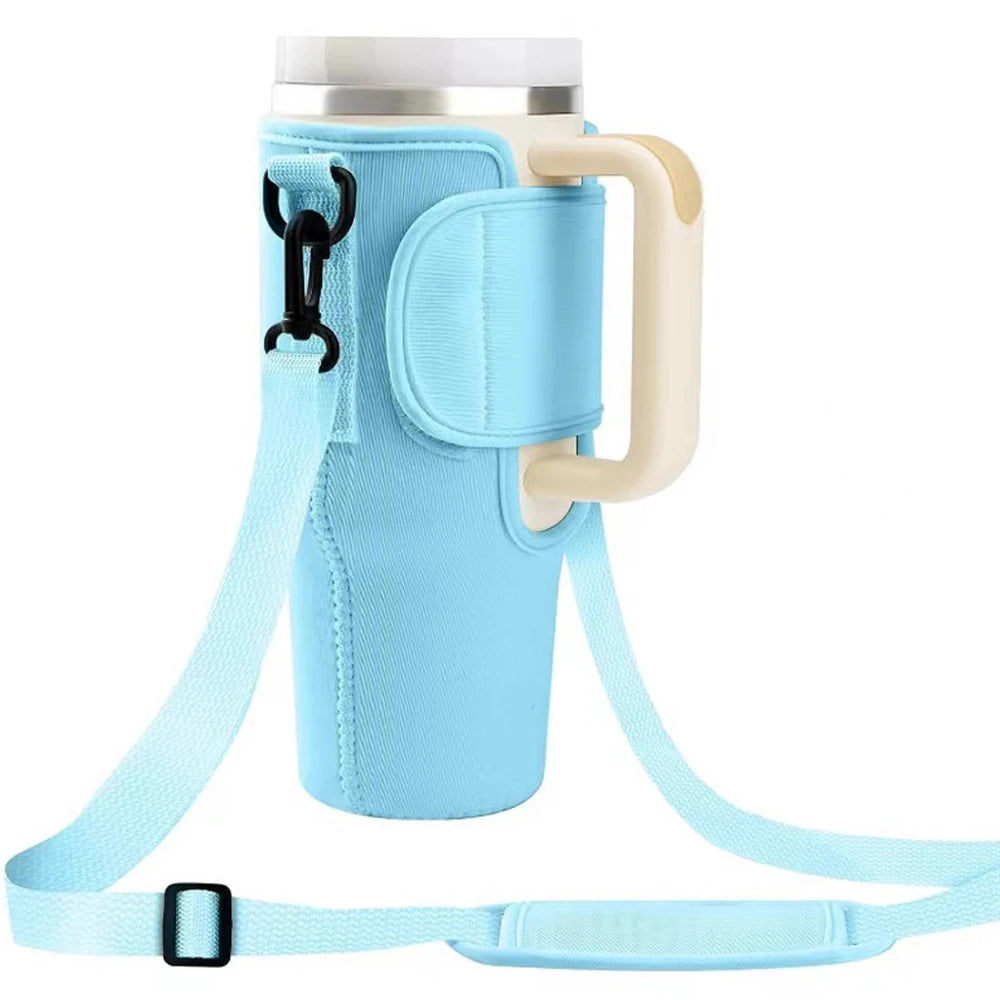 30/40Oz Water Bottle Crossbody Bag — Reusable Cooler Bag with Adjustable Shoulder Strap