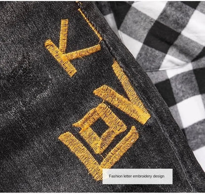Luxury Korean Streetwear Slim Fit Denim Jeans – Punk Style with 3D Embroidery for Spring & Autumn