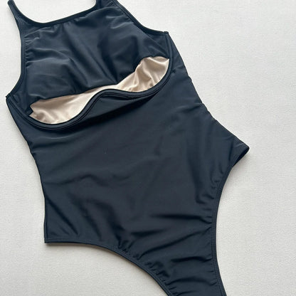 Vintage Black One-Piece Bikini Swimsuit 2026 – Women’s Push-Up Monokini Swimwear Bathing Suit Beachwear Swimming Costume