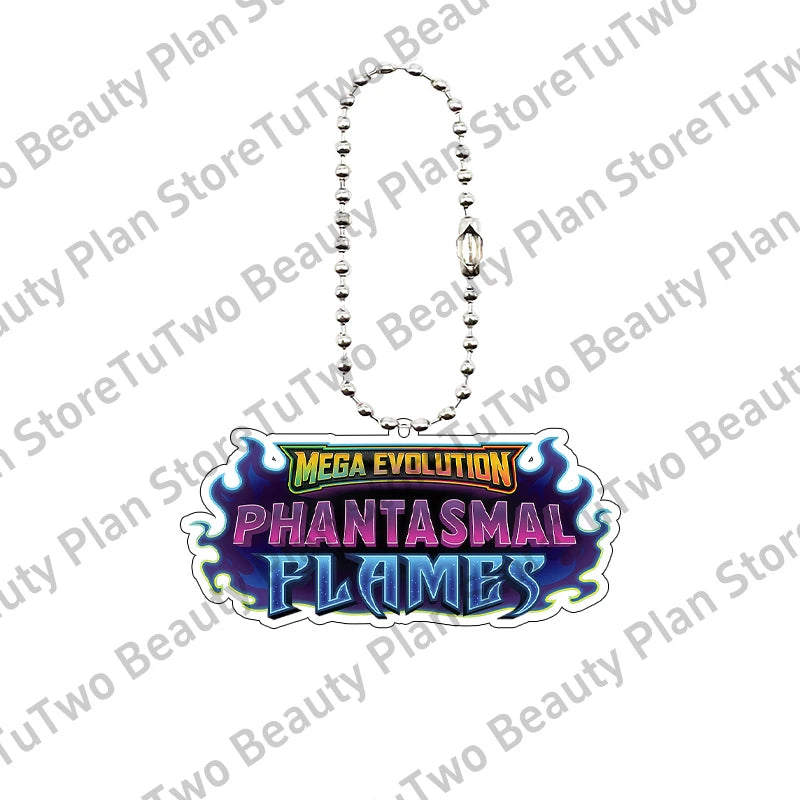Anime PTCG Mega Evolution Acrylic Keychain – Pocket Monster Logo Cartoon Bag Pendant Keyring Collectible Gift Toy Series