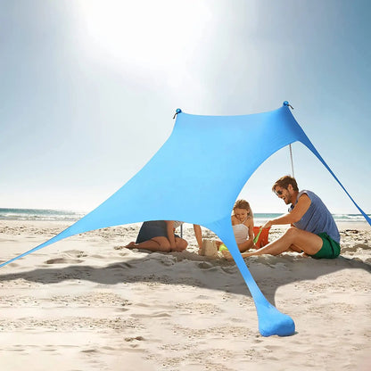 Family Beach Canopy – Large UPF50+ Sunshade Tent with Stability Poles for Beach, Camping, Parties & Picnics