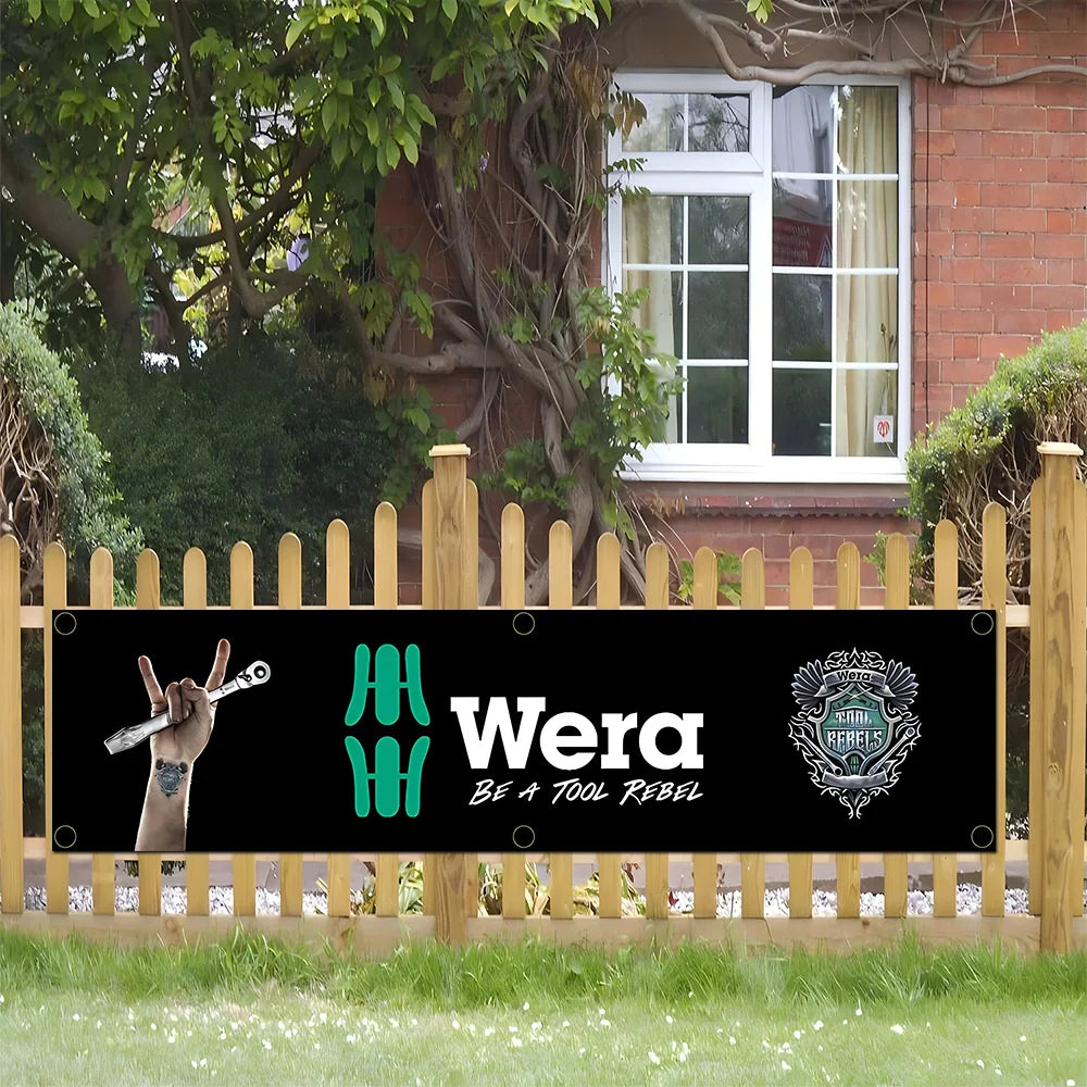 60x240cm WeraS Tools Garage Banner - Polyester Wall Tapestry with Brass Grommets for Indoor & Outdoor Decor