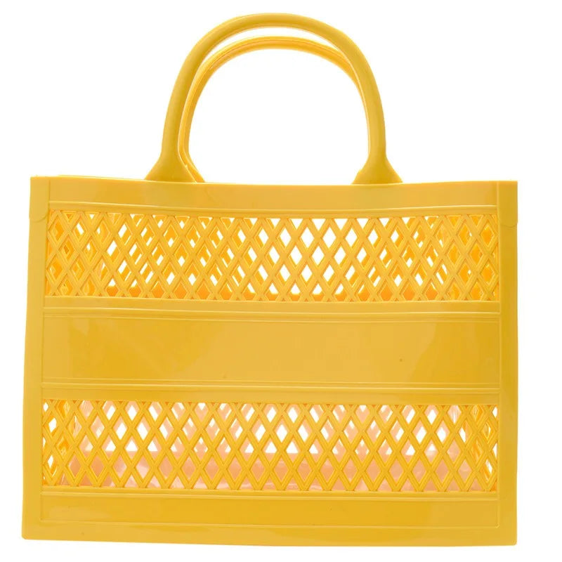 2025 Large Waterproof PVC Beach Tote Bag – Rubber Jelly Tote for Women, Travel, Picnic & Shopping Storage Handbag