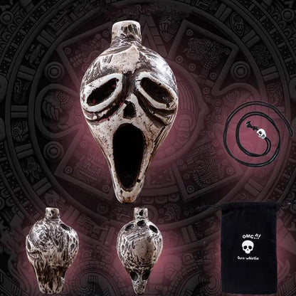 Death Whistle – Skull-Shaped Aztec Screaming Whistle for Halloween, Loud Human Sound Effect Prop