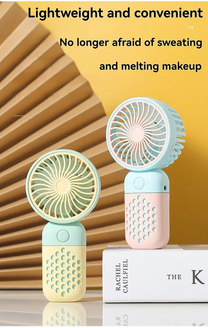 Mini Cartoon USB Handheld Fan – Portable Pocket-Sized Charging Fan for Home, Office, Outdoor & Student Dorm Use
