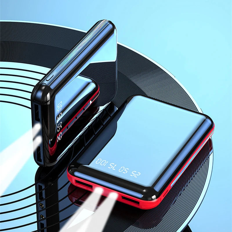 20000mAh Mini Power Bank - Portable LED Digital Display Charger with Mirror Screen External Battery for iPhone Samsung Xiaomi & Huawei