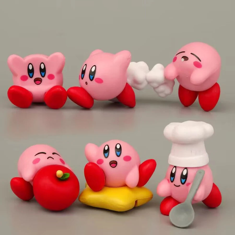 Star Kirby Action Figures — Cute PVC Toys with Cartoon Drawstring Storage Bag, Pocket-Sized Action Figures
