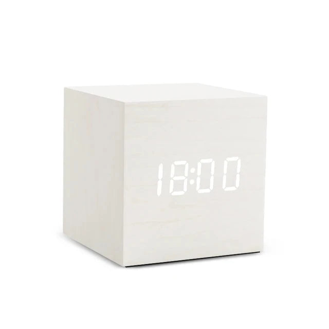 Wooden Digital Alarm Clock – LED Desktop Clock with Temperature Display, Sound Control, USB/AAA Powered Bedside Clock