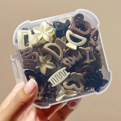 Beige Mini Hair Clips - Cute Mixed Pack for Girls, Daily Wear & Travel