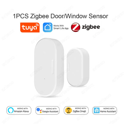 Zigbee Door Window Sensor - Smart Open/Close Detector for Home Security Alarm with Alexa & Home Assistant Support
