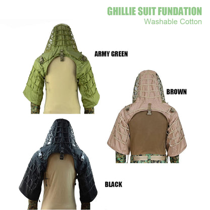 Ghillie Suit Set | Camouflage Hunting Poncho, Base, Cape & Sniper Viper Hood for Airsoft & Paintball