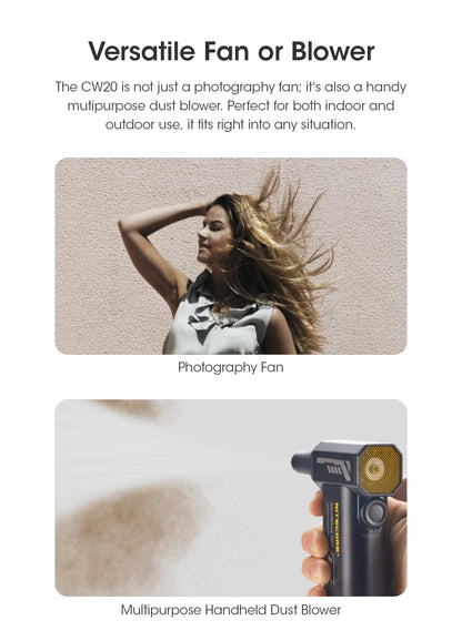 NITECORE CW20 Multipurpose Pocket Fan - Portable Stepless Wind Blower for Photography, Canon, Sony, Short Video & Camping