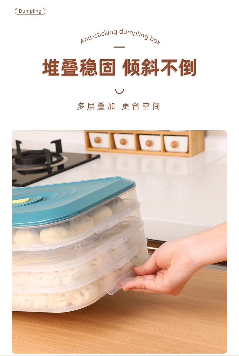 Dumpling Storage Box - Food Grade Sealed Freezer Container for Quick Freezing & Fresh Preservation