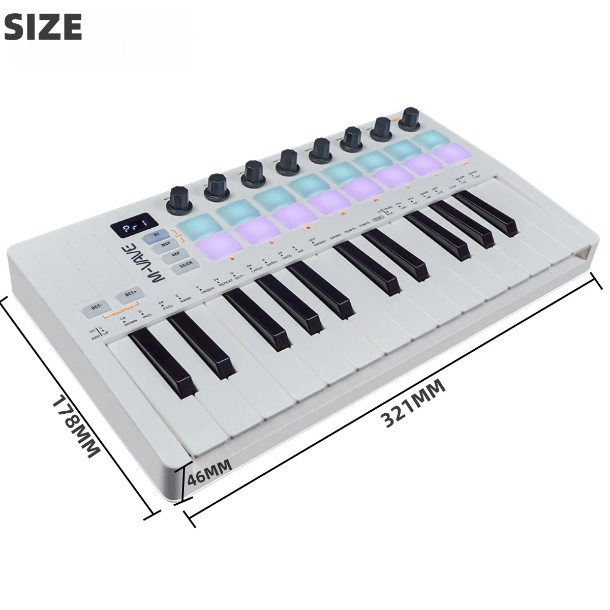 M-VAVE SMK-25 II MIDI Controller Keyboard – 25-Key USB Mini, 16 RGB Drum Pads, 8 Knobs, Music Production Software Included