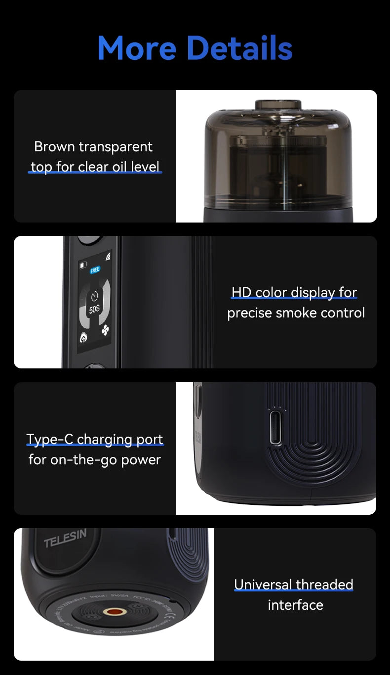 TELESIN Portable Smoke Machine – Remote-Controlled Fogger for Photography, Video Shoot Smoke Effect