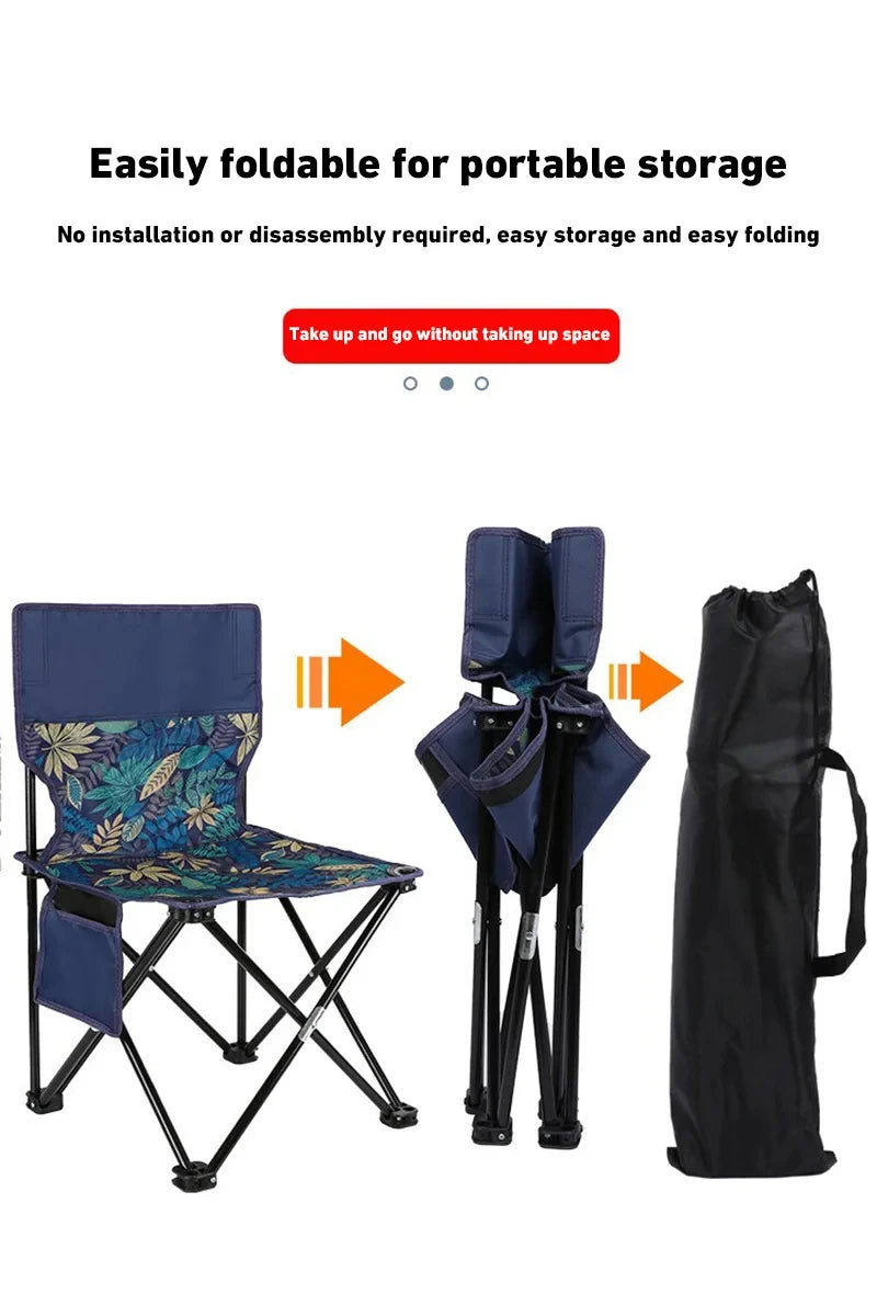 Outdoor Folding Chairs – Metal Camping & Fishing Chairs, Portable Hiking, Picnic, Beach, and Moon Sketching Stools for Tourists