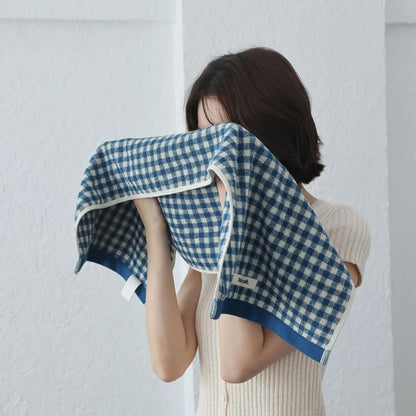 Autumn Winter Striped Cotton Bath Towel – Soft Plush Absorbent Washcloth for Bathroom Use, Unisex Home Spa & Hotel Towel