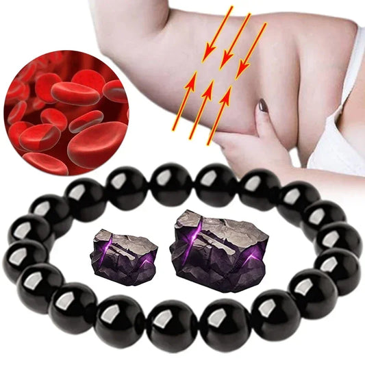 Black Obsidian Natural Stone Bracelet | Fat Relief, Blood Circulation & Anti-Anxiety Jewelry for Men & Women